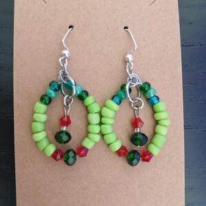 Colorful Beaded Hoop Earrings